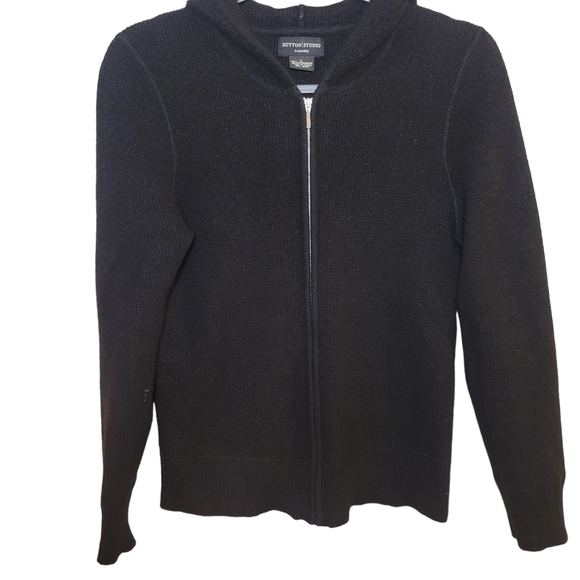 Sutton Studio Sweaters - 100% Cashmere Hooded Black Sutton Studio Sweater Zip Front Women's Size Large